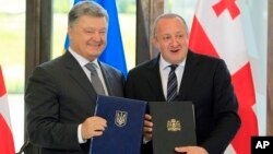 Президент Украины Петр Порошенко и президент Грузии Георгий Маргвелашвили. Тбилиси. Грузия. 18 июля 2017 г.